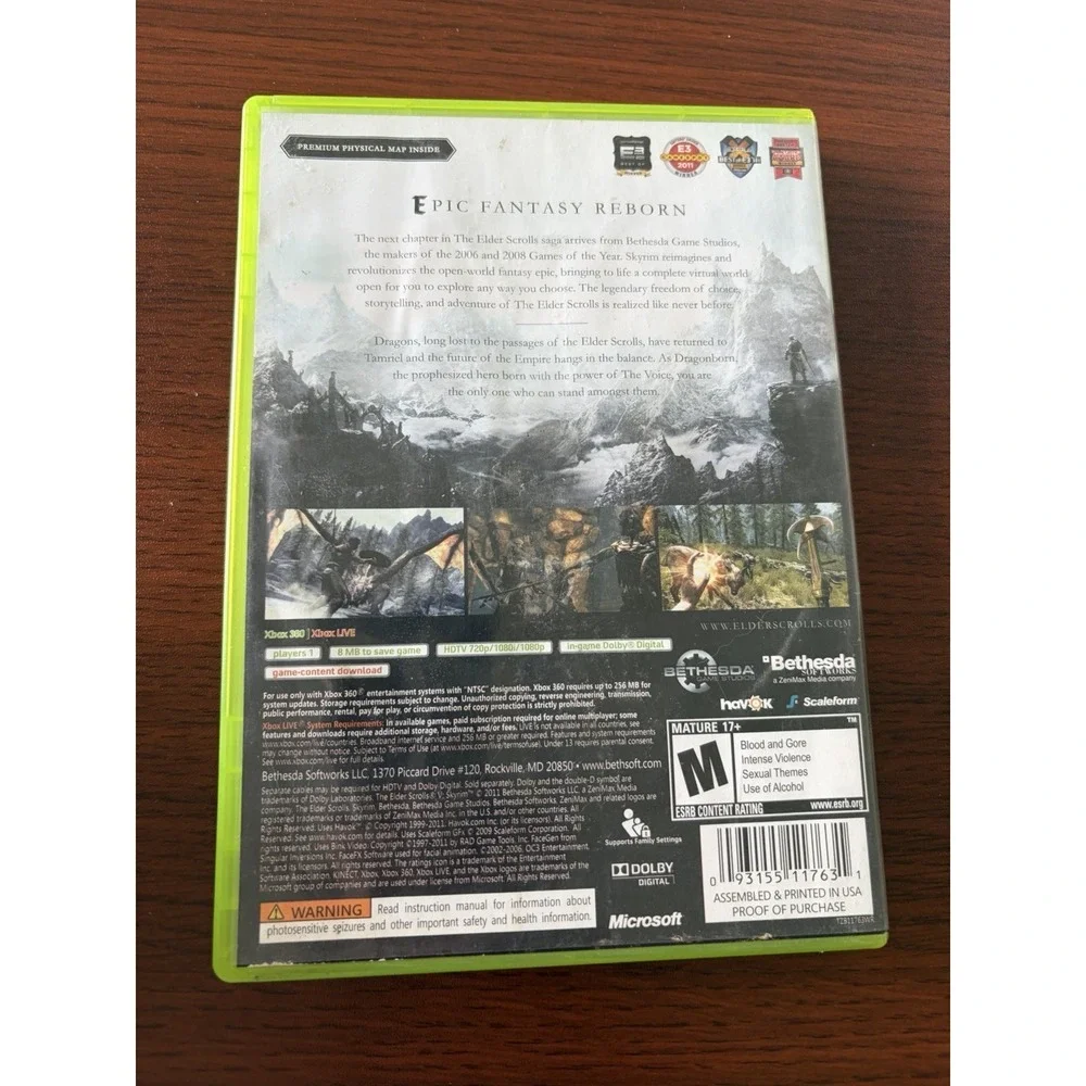 The Elder Scrolls V: Skyrim - Xbox 360 Game With Box And Manual